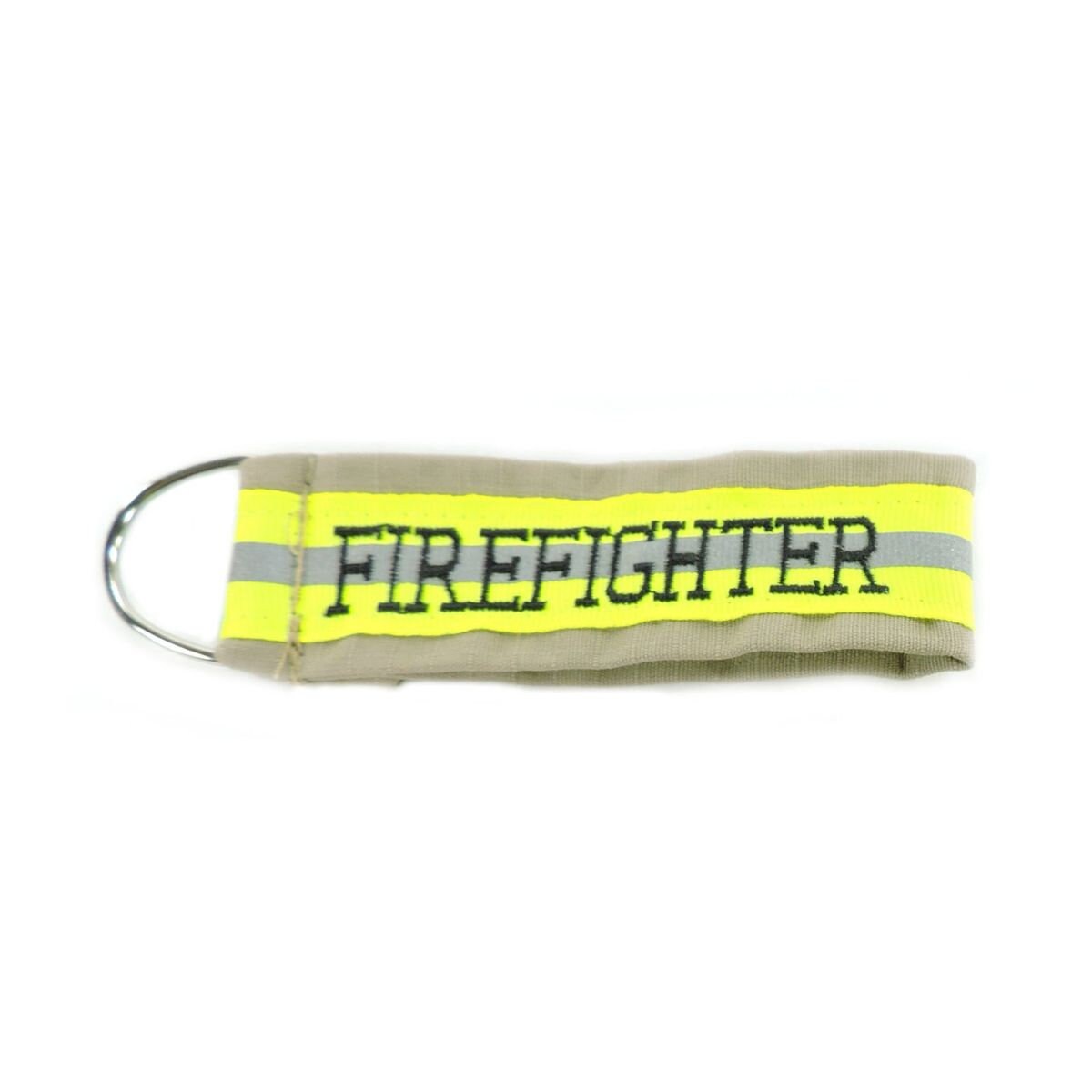 tan fabric firefighter keychain