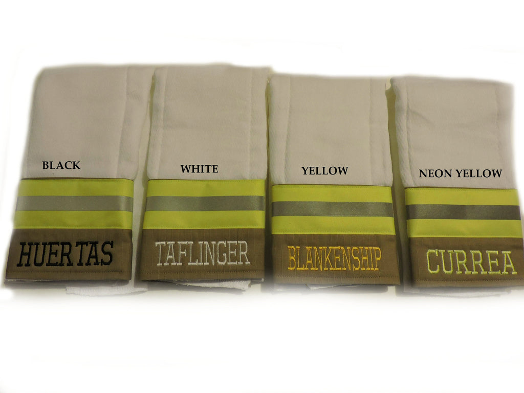 Firefighter burp cloth thread color choices