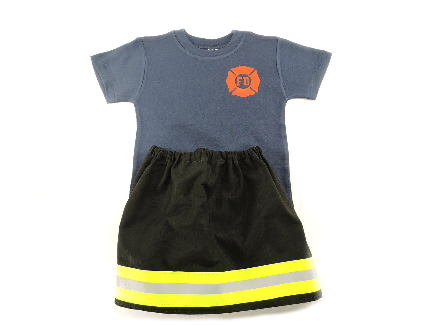 black fabric firefighter girl outfit