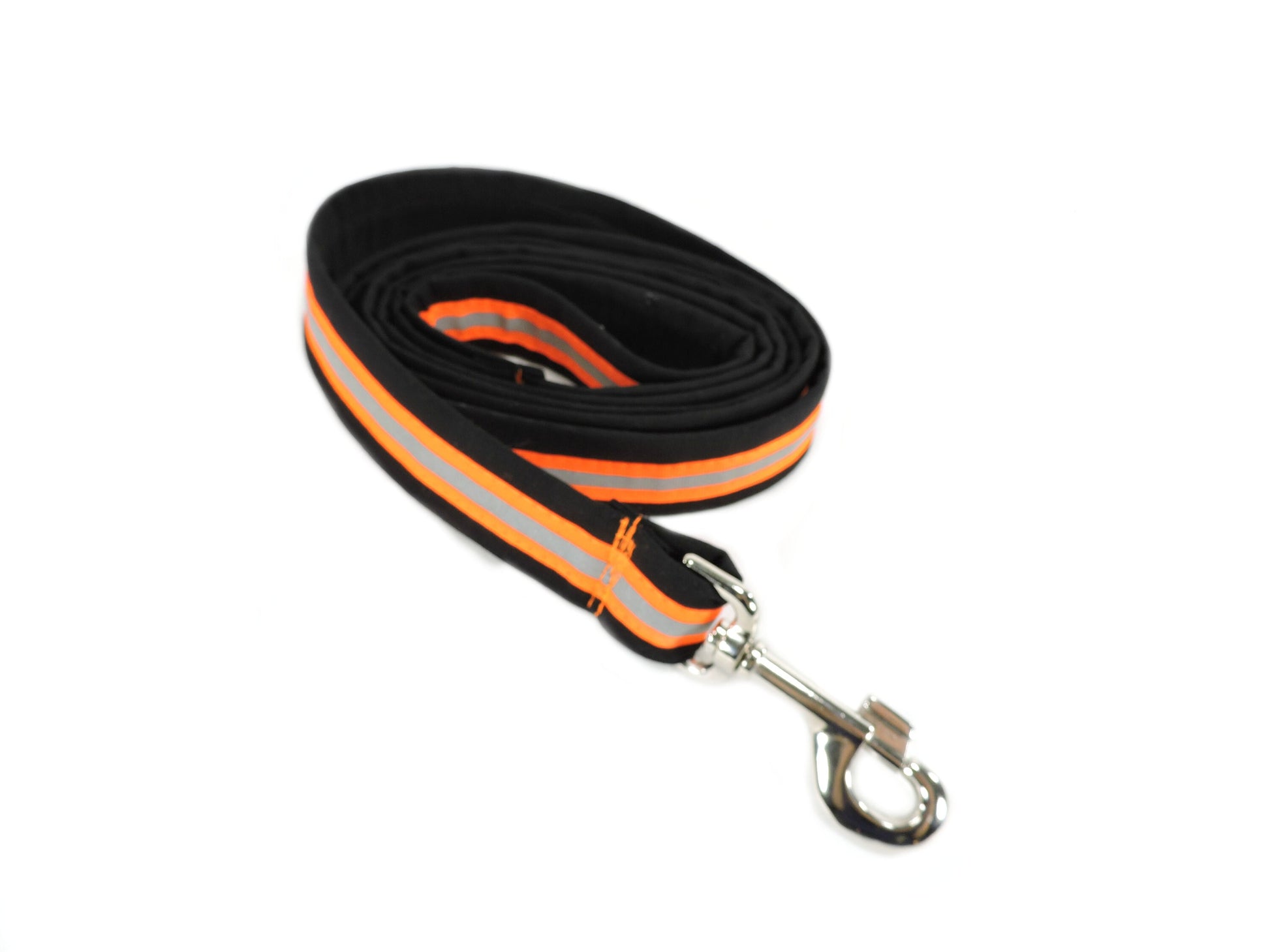 Black fabric neon orange tape Firefighter Dog Leash