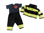 black fabric Firefighter baby boy outfit and jacket 