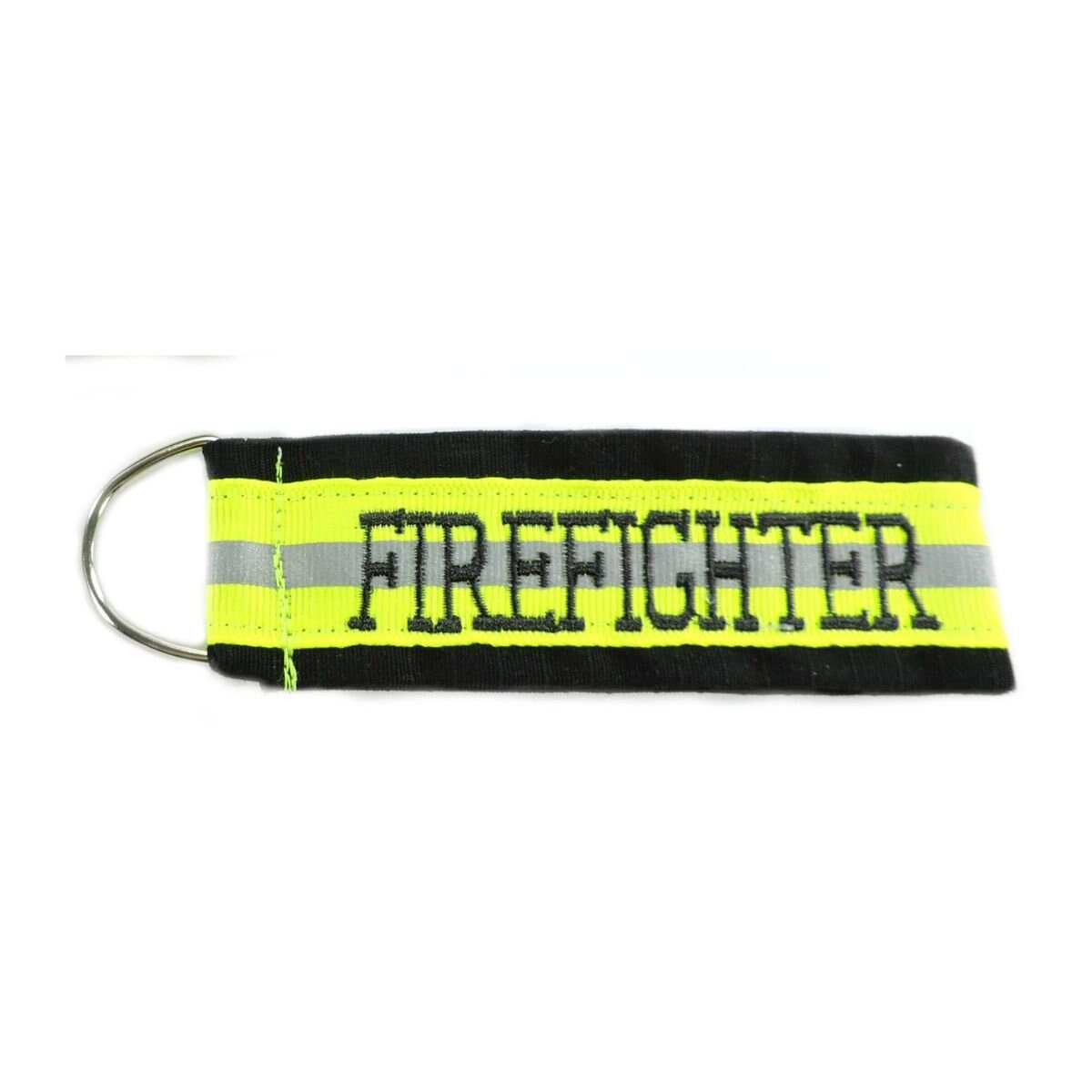 black fabric firefighter keychain