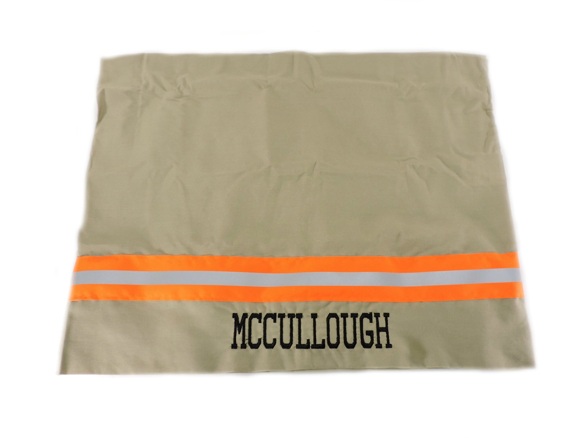 tan fabric orange reflective tape firefighter pillowcase