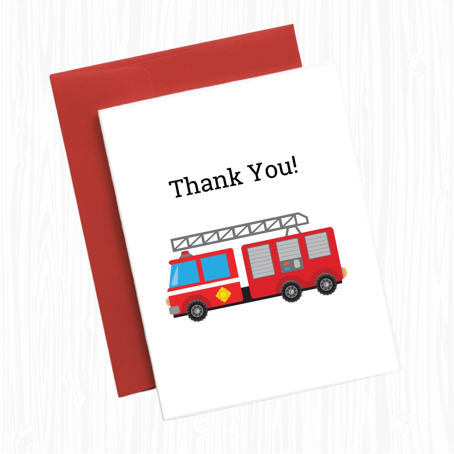 Thank you Firefighter Card, Fire Truck Card, Print At Home