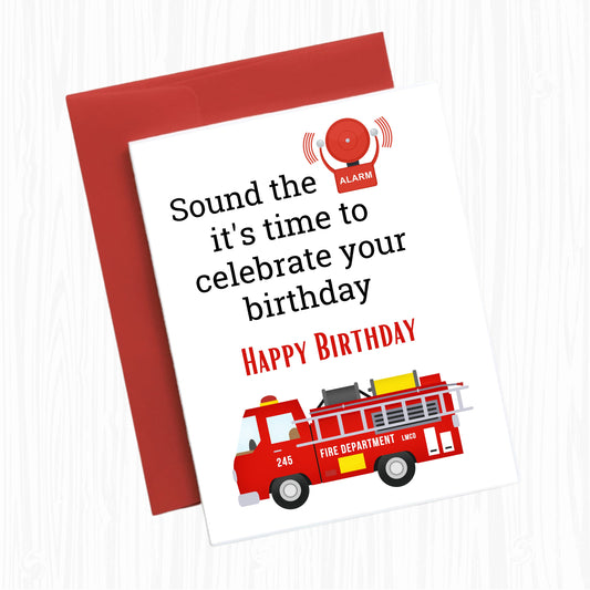 Happy Birthday Firefighter Card, Print at Home