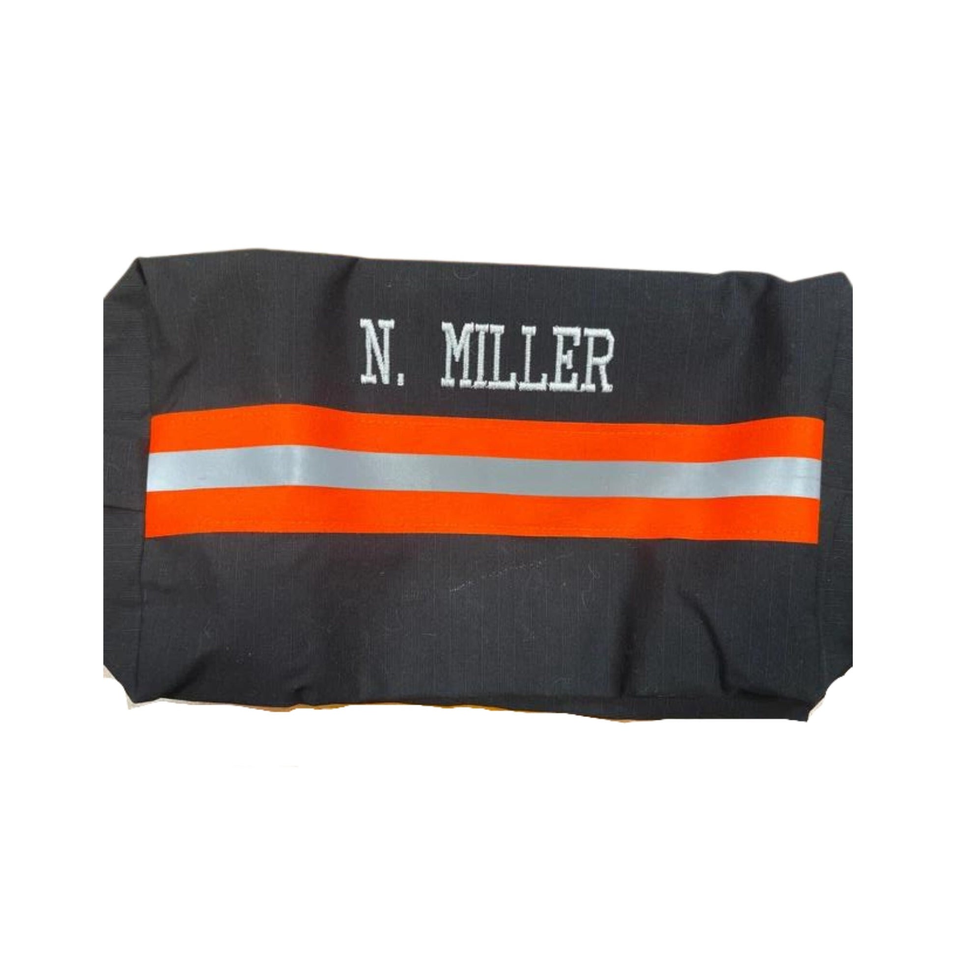 black with orange reflective tape firefighter toiletry bag