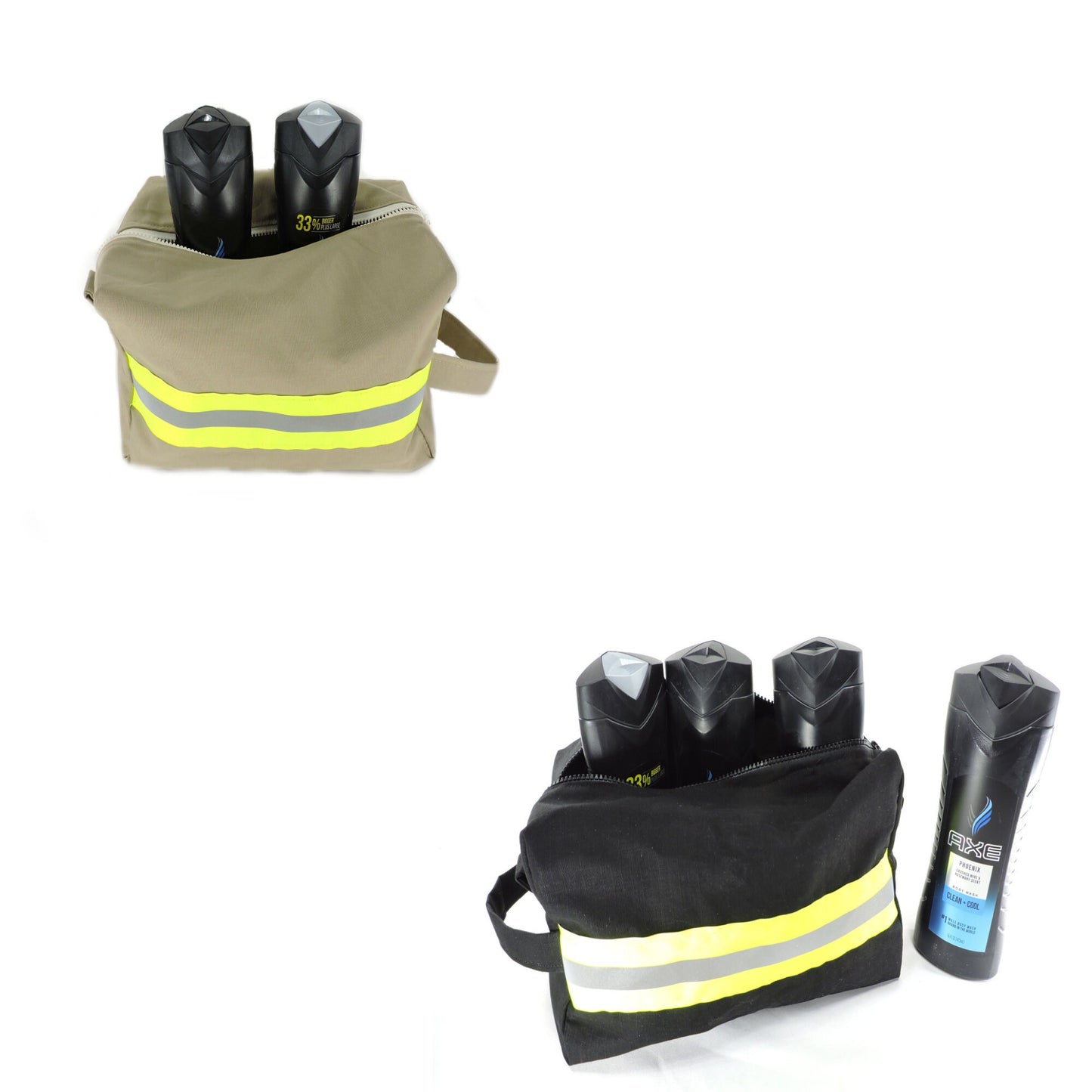 filled firefighter toiletry bag