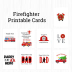 9 Firefighter PRINTABLE Cards, Christmas Card, Anniversary Card, Thank you Card, Graduation Card Set, Fireman card set, INSTANT DOWNLOAD