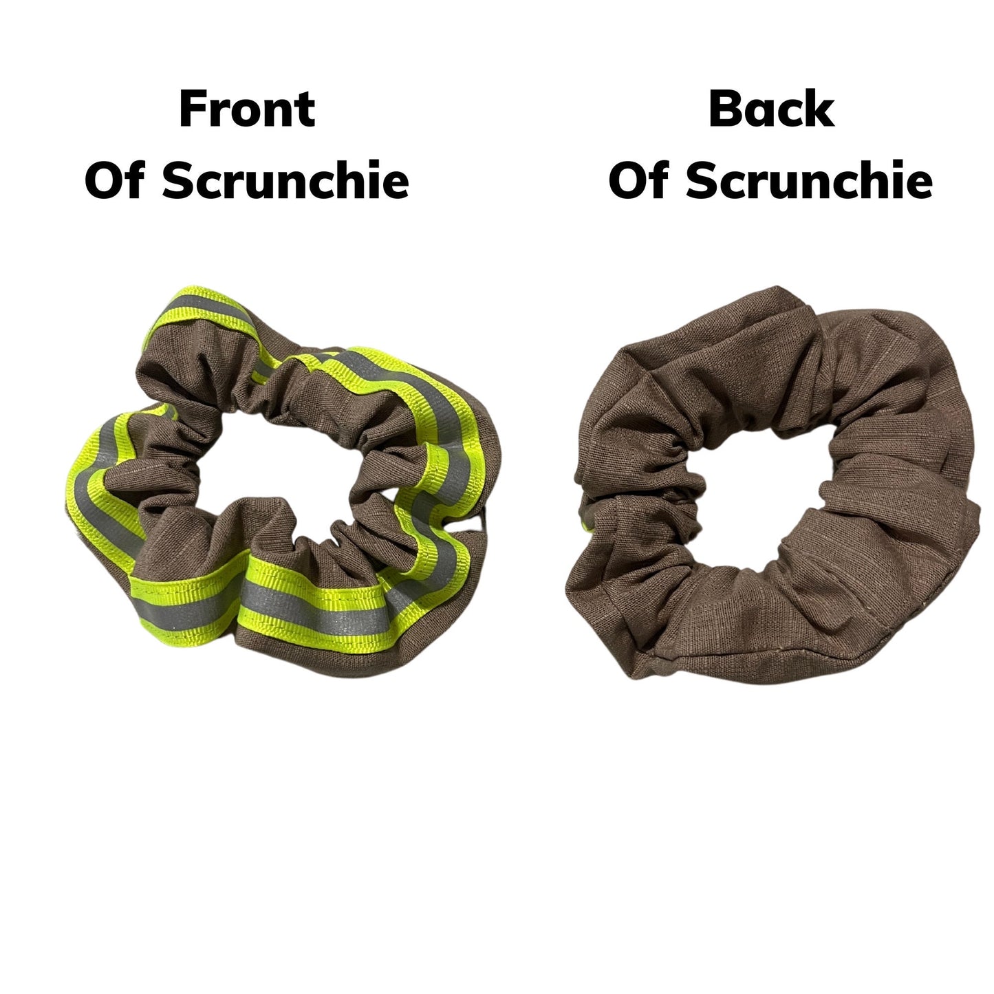 front and back of firefighter scrunchie