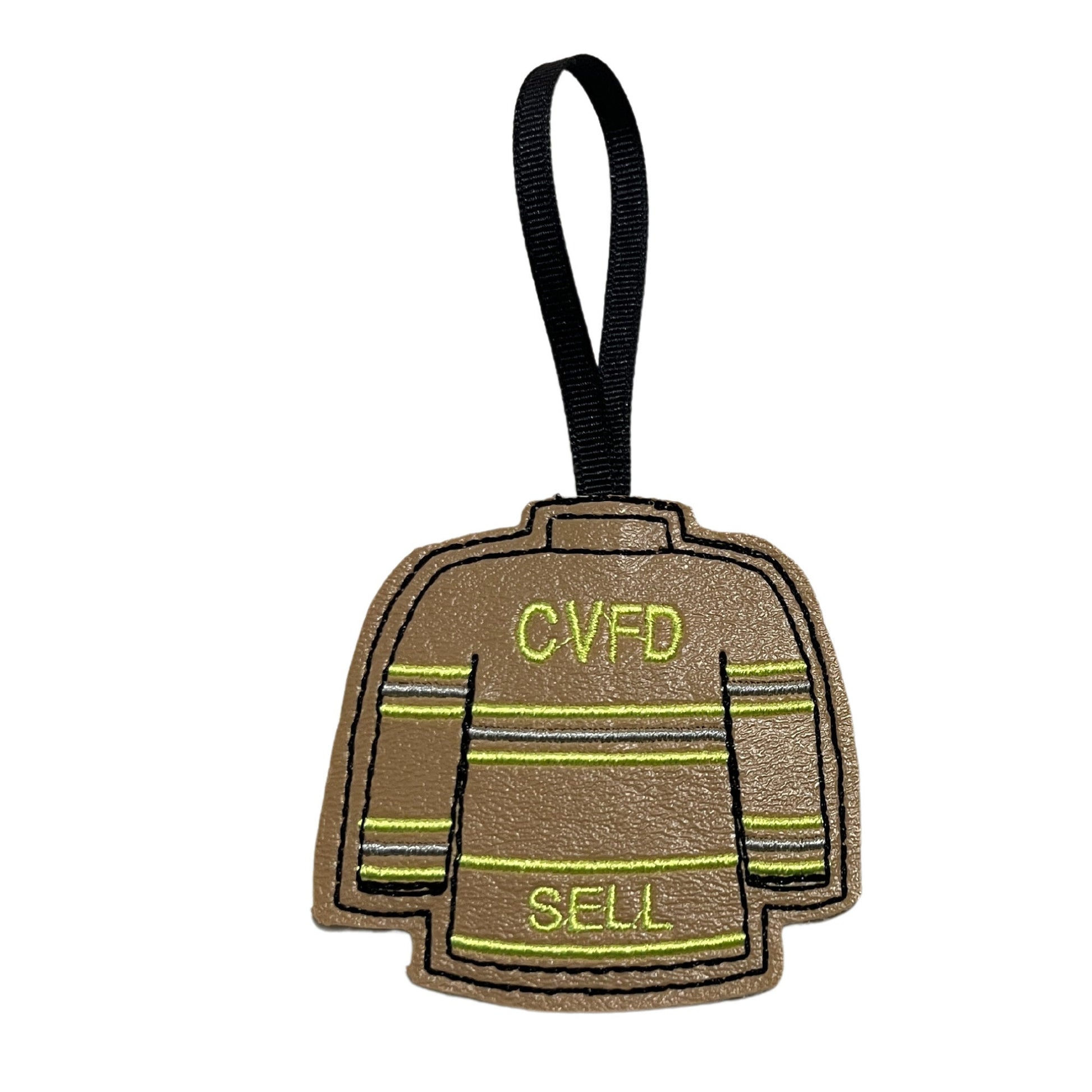 Tan material Firefighter Christmas ornament
